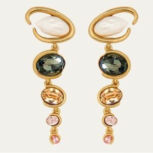 OSCAR DE LA RENTA Grey Multi 
O-Shape Baroque Pearly Earrings